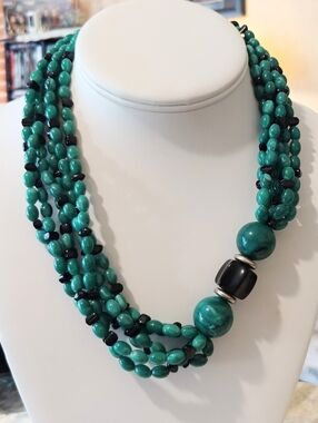 Vintage Chunky Multi Strand Beaded Acrylic Statement Necklace